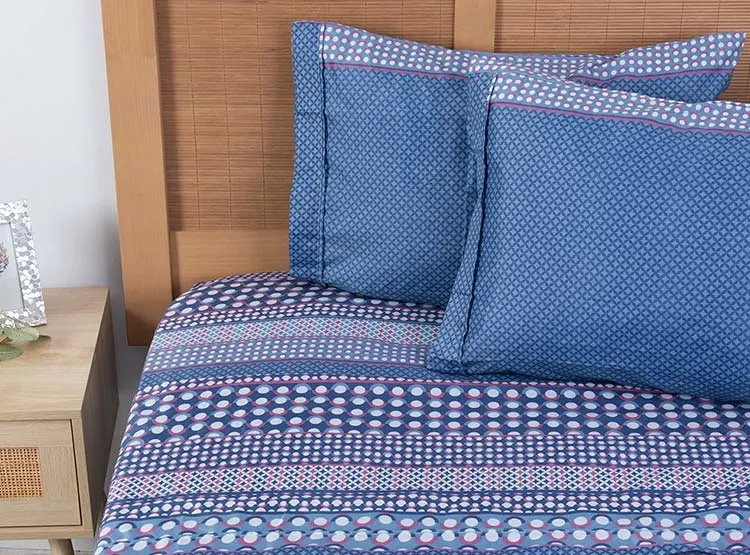 JUEGO DE SABANAS PLUMETTI OAK 2 PL AZUL ESTAMPADA - 1