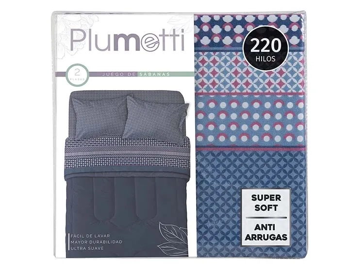 JUEGO DE SABANAS PLUMETTI OAK 2 PL AZUL ESTAMPADA - 5