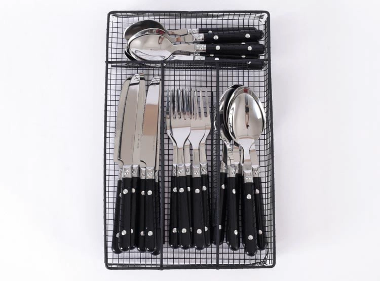 SET CUCHILLERÍA RIPLEY HOME CANASTA NEGRA 24 PZS - 2