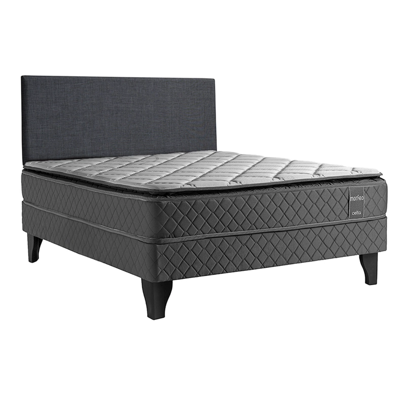JUEGO DE DORMITORIO CELTA CAMA EUROPEA MORFEO BN 2 PLAZAS GRIS + RESPALDO - 1