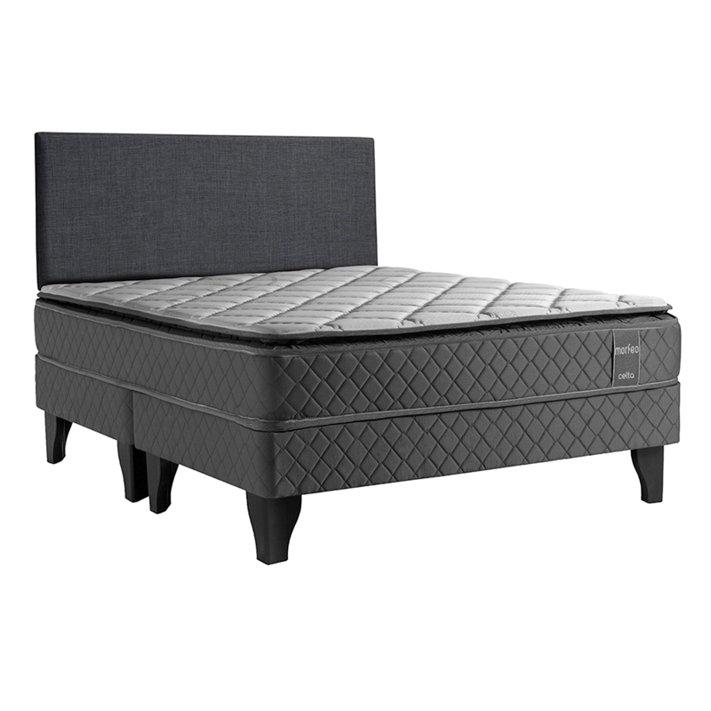JUEGO DE DORMITORIO CELTA CAMA EUROPEA MORFEO BD 2 PLAZAS GRIS + RESPALDO - 1