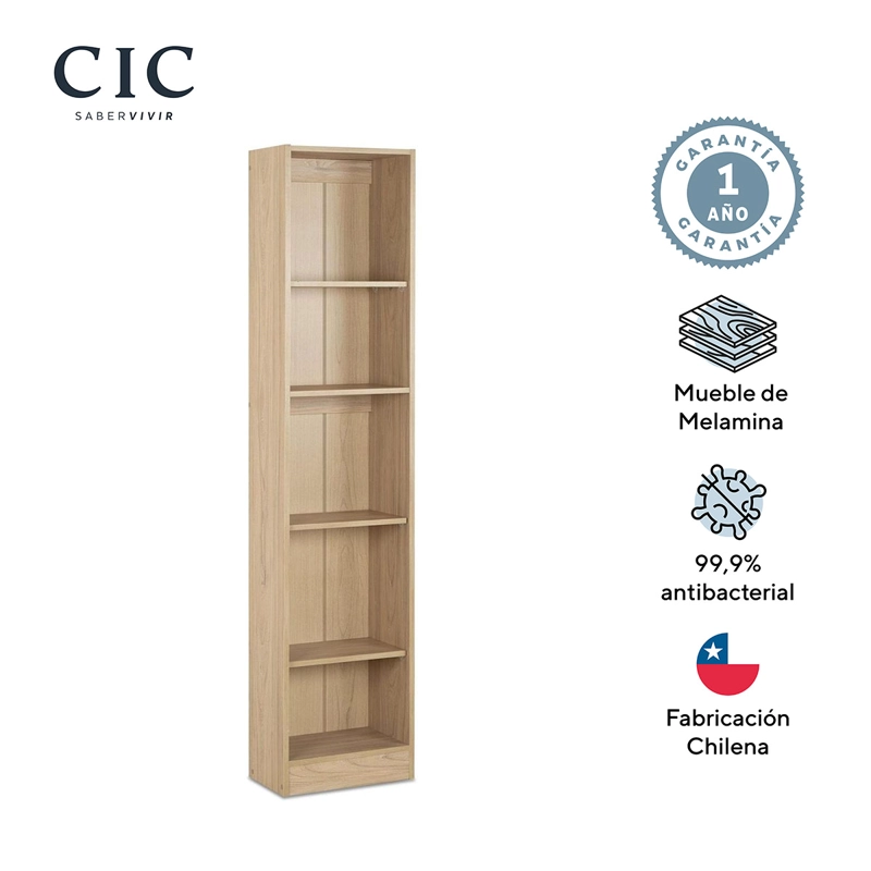 LIBRERO CIC MOSCÚ OLMO 4 REPISAS CAFÉ CLARO - 5