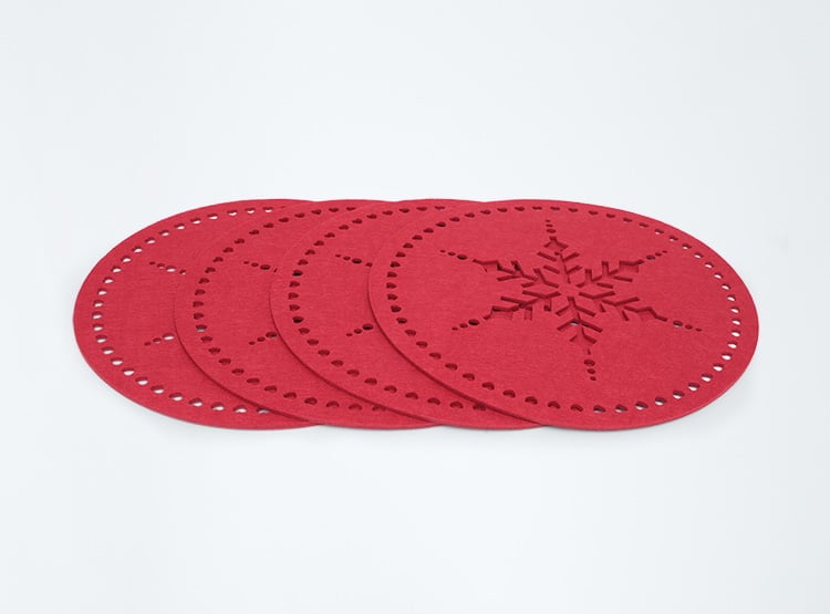 SET INDIVIDUAL RIPLEY HOME SNOWFLAKE REDONDO ROJO X4 - 1