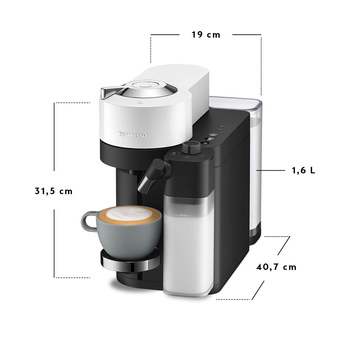 CAFETERA NESPRESSO CÁPSULA VERTUO LATTISSIMA BLANCO - 5