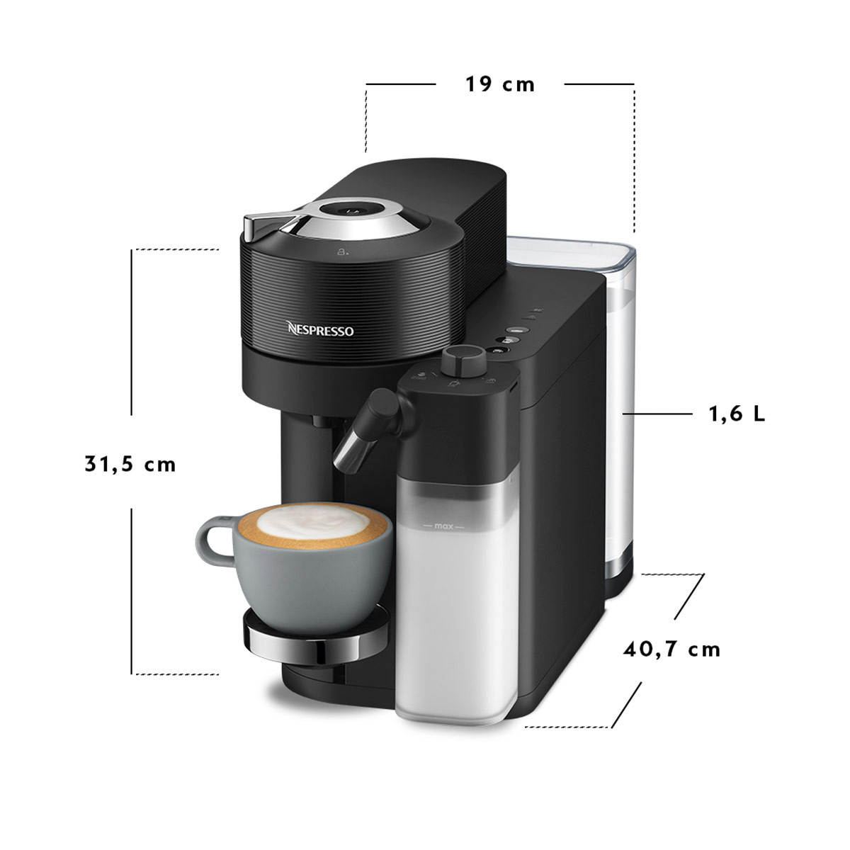CAFETERA NESPRESSO CÁPSULA VERTUO LATTISSIMA NEGRO - 5