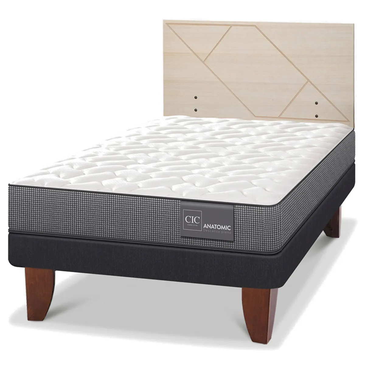 JUEGO DE DORMITORIO CIC CAMA EUROPEA ANATOMIC 1.5 PLAZAS + RESPALDO VILLARRICA ALPINO - 2