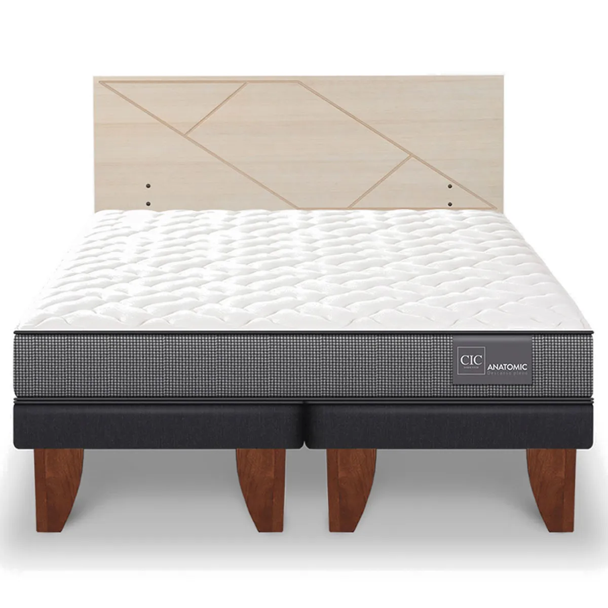 JUEGO DE DORMITORIO CIC CAMA EUROPEA ANATOMIC BD 2 PLAZAS + RESPALDO VILLARRICA ALPINO - 1