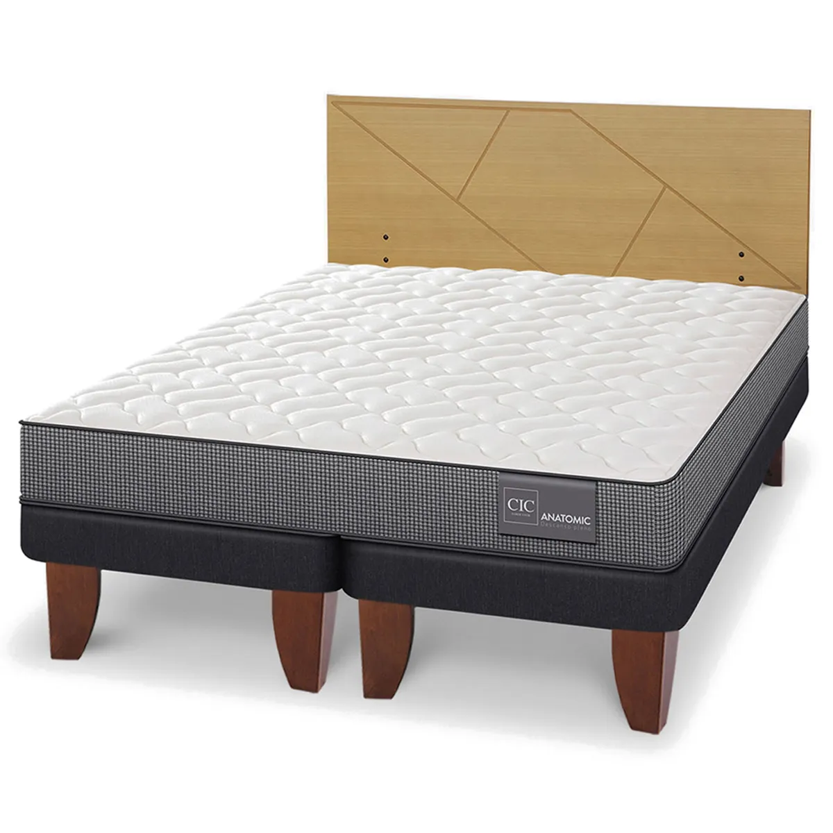JUEGO DE DORMITORIO CIC CAMA EUROPEA ANATOMIC BD 2 PLAZAS + RESPALDO VILLARRICA MOSTAZA - 2