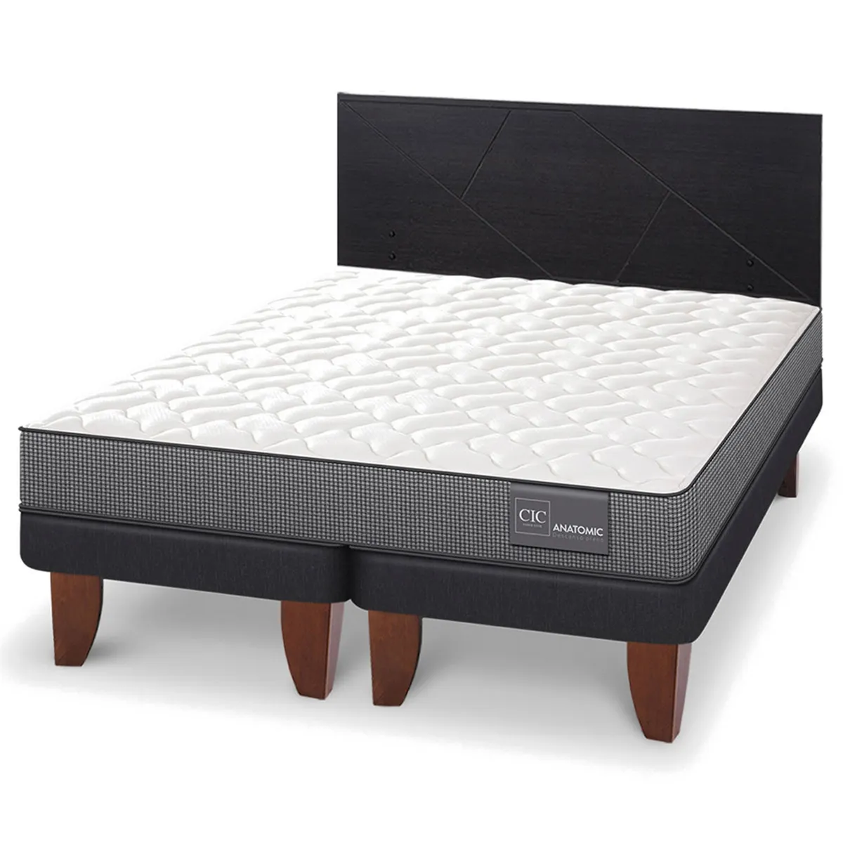 JUEGO DE DORMITORIO CIC CAMA EUROPEA ANATOMIC BD 2 PLAZAS + RESPALDO VILLARRICA NEGRO - 2