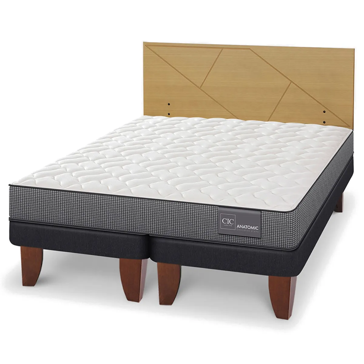 JUEGO DE DORMITORIO CIC CAMA EUROPEA ANATOMIC KING + RESPALDO VILLARRICA MOSTAZA - 2
