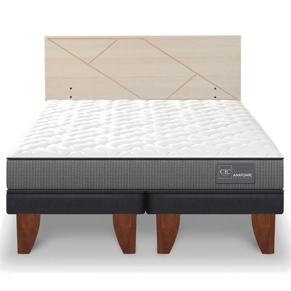 JUEGO DE DORMITORIO CIC CAMA EUROPEA ANATOMIC KING + RESPALDO VILLARRICA ALPINO - 1