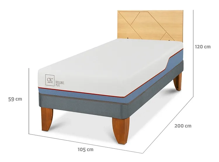 JUEGO DE DORMITORIO CIC CAMA EUROPEA EXCELLENCE PLUS 1.5 PLAZAS + RESPALDO VILLARRICA MOSTAZA - 3