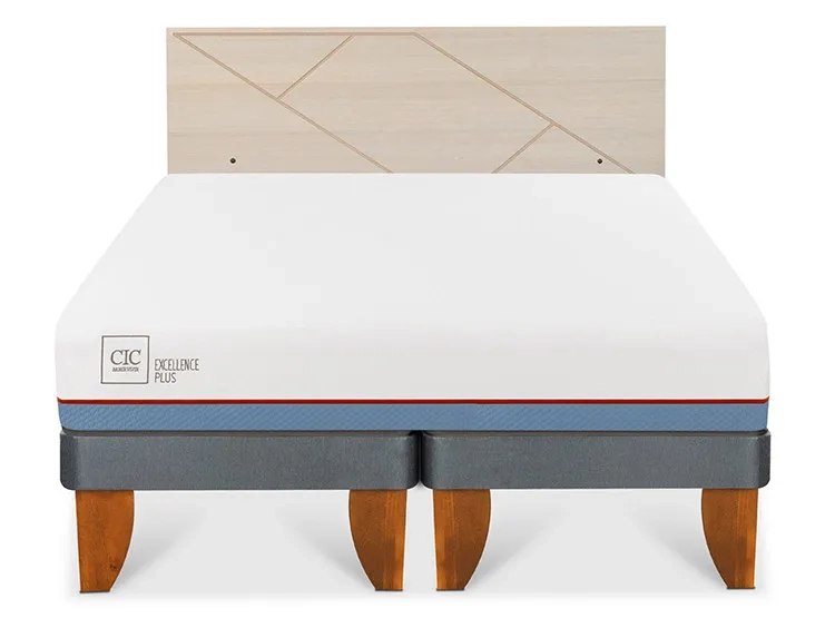 JUEGO DE DORMITORIO CIC CAMA EUROPEA EXCELLENCE PLUS BD 2 PLAZAS + RESPALDO VILLARRICA ALPINO - 1