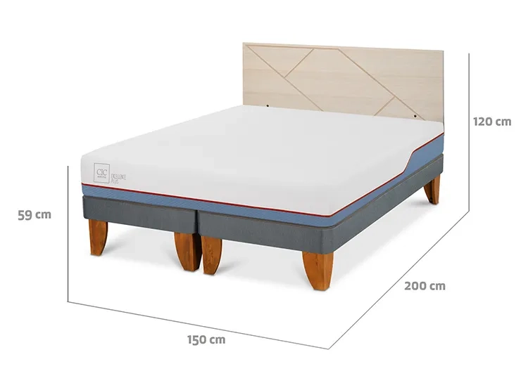 JUEGO DE DORMITORIO CIC CAMA EUROPEA EXCELLENCE PLUS BD 2 PLAZAS + RESPALDO VILLARRICA ALPINO - 3