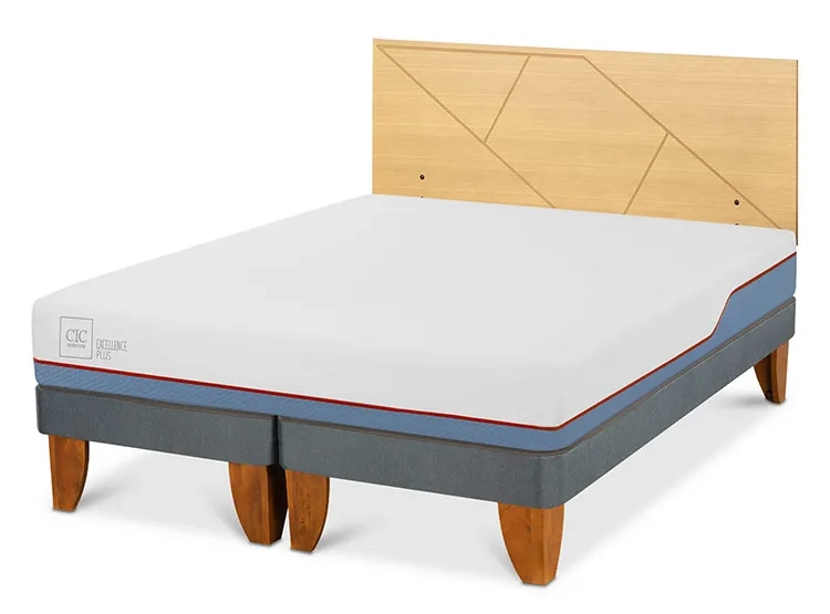 JUEGO DE DORMITORIO CIC CAMA EUROPEA EXCELLENCE PLUS BD 2 PLAZAS + RESPALDO VILLARRICA MOSTAZA - 2