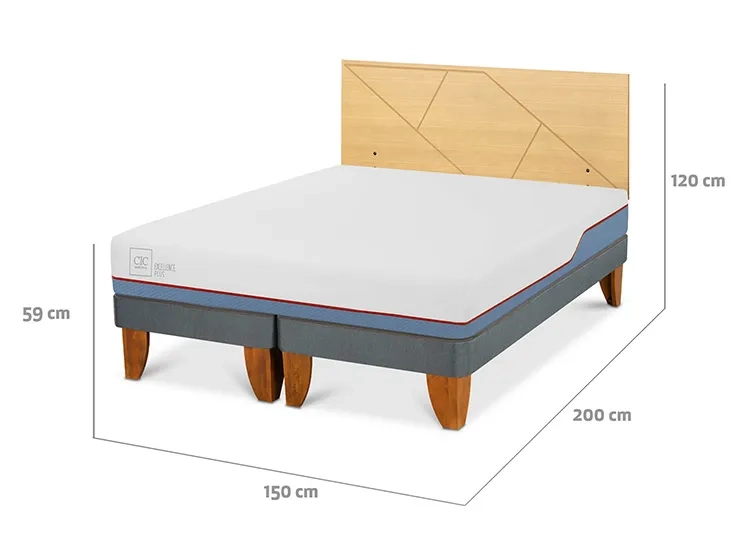 JUEGO DE DORMITORIO CIC CAMA EUROPEA EXCELLENCE PLUS BD 2 PLAZAS + RESPALDO VILLARRICA MOSTAZA - 3