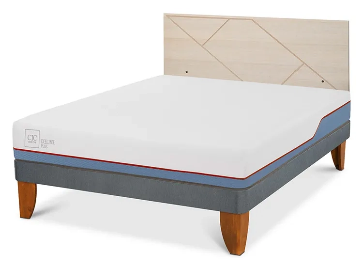 JUEGO DE DORMITORIO CIC CAMA EUROPEA EXCELLENCE PLUS BN 2 PLAZAS + RESPALDO VILLARRICA ALPINO - 2