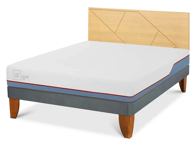 JUEGO DE DORMITORIO CIC CAMA EUROPEA EXCELLENCE PLUS BN 2 PLAZAS + RESPALDO VILLARRICA MOSTAZA - 2
