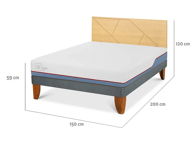 JUEGO DE DORMITORIO CIC CAMA EUROPEA EXCELLENCE PLUS BN 2 PLAZAS + RESPALDO VILLARRICA MOSTAZA - 3