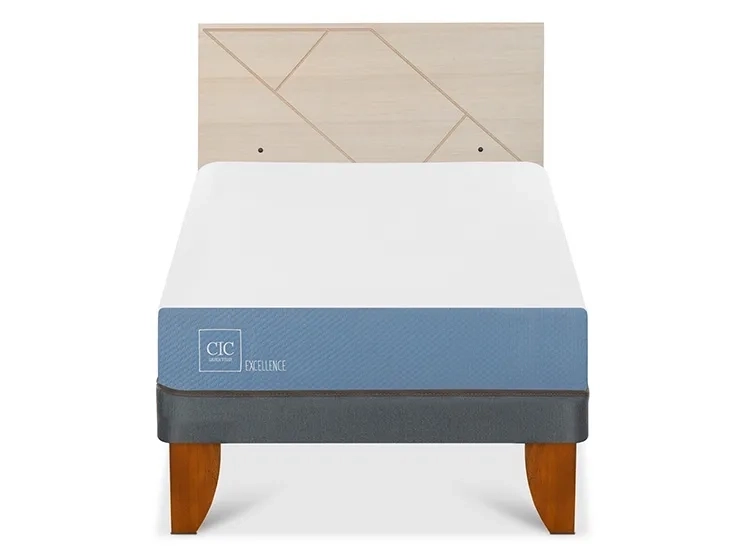 JUEGO DE DORMITORIO CIC CAMA EUROPEA EXCELLENCE 1.5 PLAZAS + RESPALDO VILLARRICA ALPINO - 1