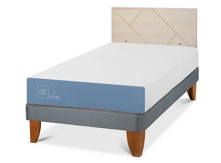 JUEGO DE DORMITORIO CIC CAMA EUROPEA EXCELLENCE 1.5 PLAZAS + RESPALDO VILLARRICA ALPINO - 2