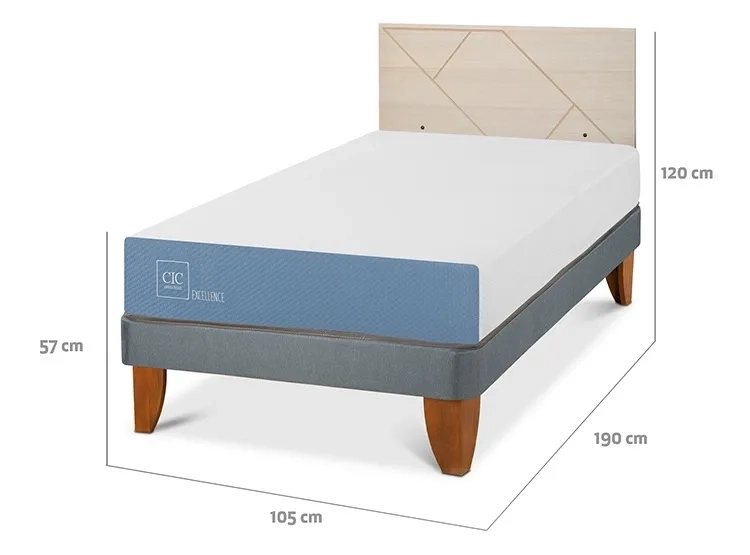 JUEGO DE DORMITORIO CIC CAMA EUROPEA EXCELLENCE 1.5 PLAZAS + RESPALDO VILLARRICA ALPINO - 3
