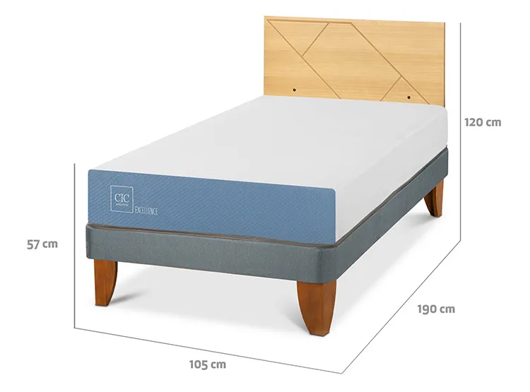 JUEGO DE DORMITORIO CIC CAMA EUROPEA EXCELLENCE 1.5 PLAZAS + RESPALDO VILLARRICA MOSTAZA - 3