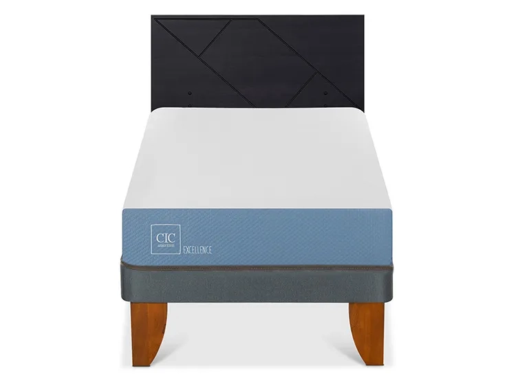 JUEGO DE DORMITORIO CIC CAMA EUROPEA EXCELLENCE 1.5 PLAZAS + RESPALDO VILLARRICA NEGRO - 1