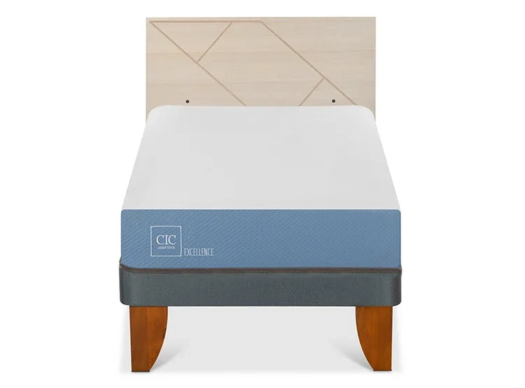 JUEGO DE DORMITORIO CIC CAMA EUROPEA EXCELLENCE 1 PLAZA + RESPALDO VILLARRICA ALPINO - 1