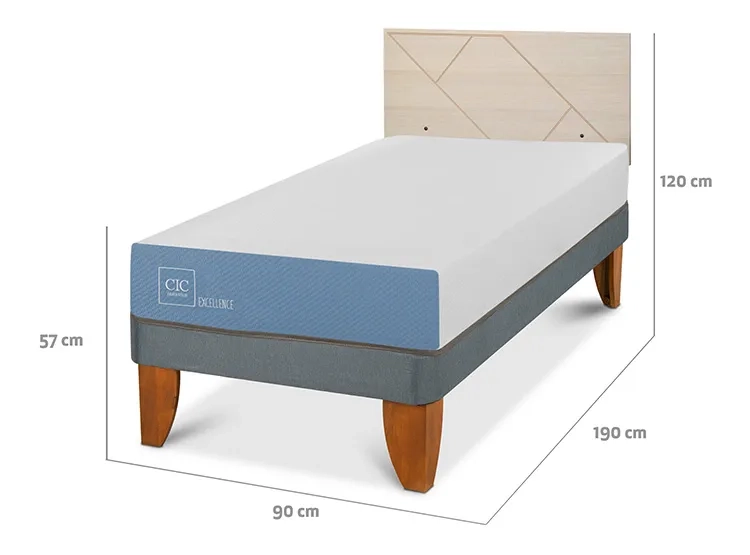 JUEGO DE DORMITORIO CIC CAMA EUROPEA EXCELLENCE 1 PLAZA + RESPALDO VILLARRICA ALPINO - 3