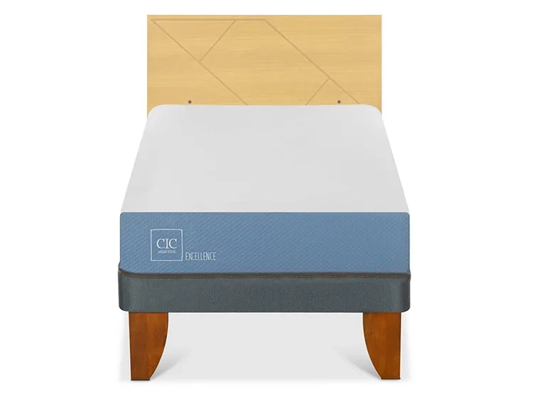 JUEGO DE DORMITORIO CIC CAMA EUROPEA EXCELLENCE 1 PLAZA + RESPALDO VILLARRICA MOSTAZA - 1