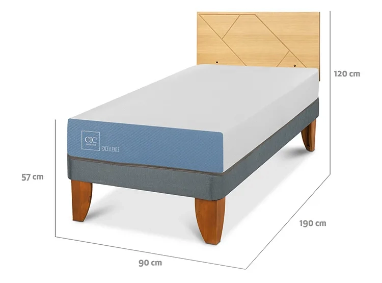 JUEGO DE DORMITORIO CIC CAMA EUROPEA EXCELLENCE 1 PLAZA + RESPALDO VILLARRICA MOSTAZA - 3