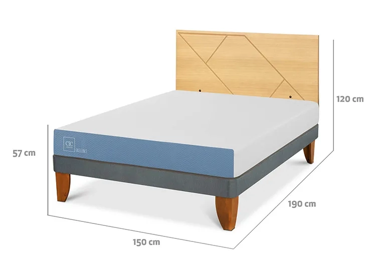 JUEGO DE DORMITORIO CIC CAMA EUROPEA EXCELLENCE BN 2 PLAZAS + RESPALDO VILLARRICA MOSTAZA - 3