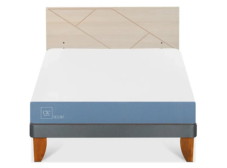 JUEGO DE DORMITORIO CIC CAMA EUROPEA EXCELLENCE BN 2 PLAZAS + RESPALDO VILLARRICA ALPINO - 1