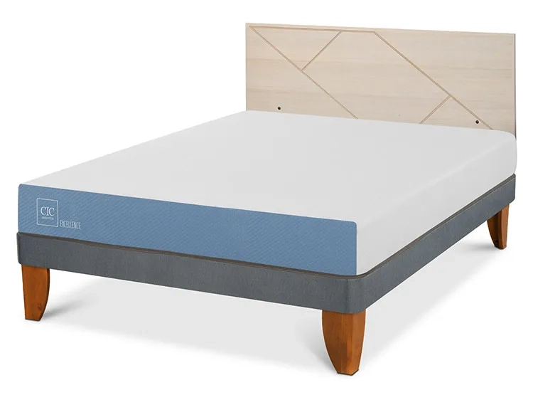 JUEGO DE DORMITORIO CIC CAMA EUROPEA EXCELLENCE BN 2 PLAZAS + RESPALDO VILLARRICA ALPINO - 2
