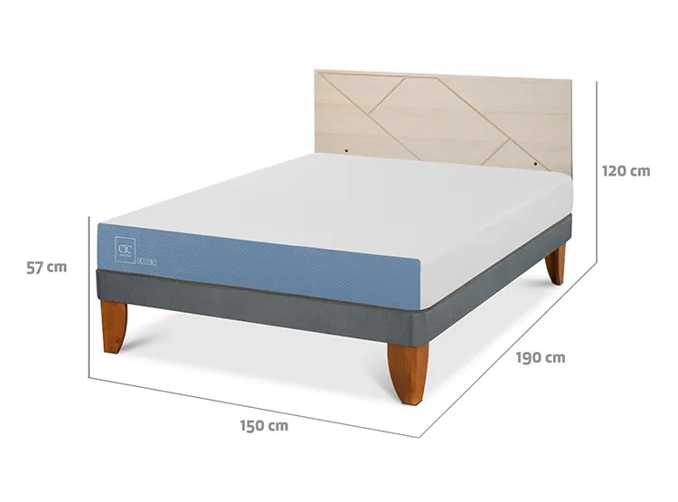 JUEGO DE DORMITORIO CIC CAMA EUROPEA EXCELLENCE BN 2 PLAZAS + RESPALDO VILLARRICA ALPINO - 3