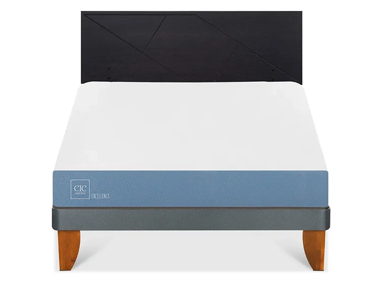 JUEGO DE DORMITORIO CIC CAMA EUROPEA EXCELLENCE BN 2 PLAZAS + RESPALDO VILLARRICA NEGRO - 1