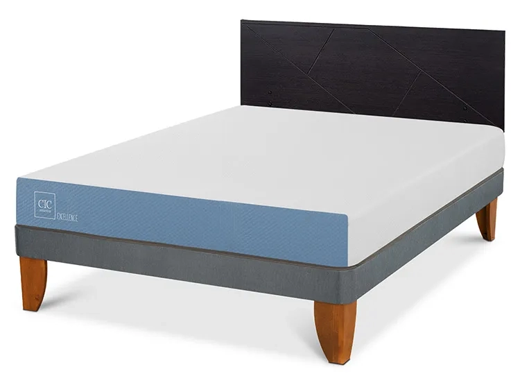 JUEGO DE DORMITORIO CIC CAMA EUROPEA EXCELLENCE BN 2 PLAZAS + RESPALDO VILLARRICA NEGRO - 2