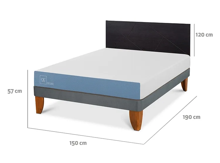 JUEGO DE DORMITORIO CIC CAMA EUROPEA EXCELLENCE BN 2 PLAZAS + RESPALDO VILLARRICA NEGRO - 3