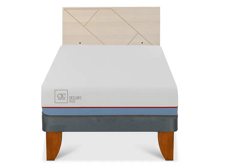 JUEGO DE DORMITORIO CIC CAMA EUROPEA EXCELLENCE PLUS 1.5 PLAZAS + RESPLADO VILLARRICA ALPINO - 1