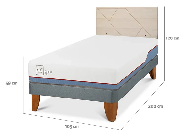 JUEGO DE DORMITORIO CIC CAMA EUROPEA EXCELLENCE PLUS 1.5 PLAZAS + RESPLADO VILLARRICA ALPINO - 3