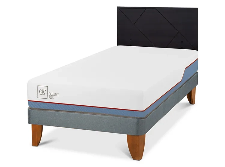JUEGO DE DORMITORIO CIC CAMA EUROPEA EXCELLENCE PLUS 1.5 PLAZAS + RESPALDO VILLARRICA NEGRO - 2