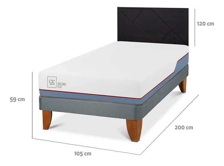 JUEGO DE DORMITORIO CIC CAMA EUROPEA EXCELLENCE PLUS 1.5 PLAZAS + RESPALDO VILLARRICA NEGRO - 3