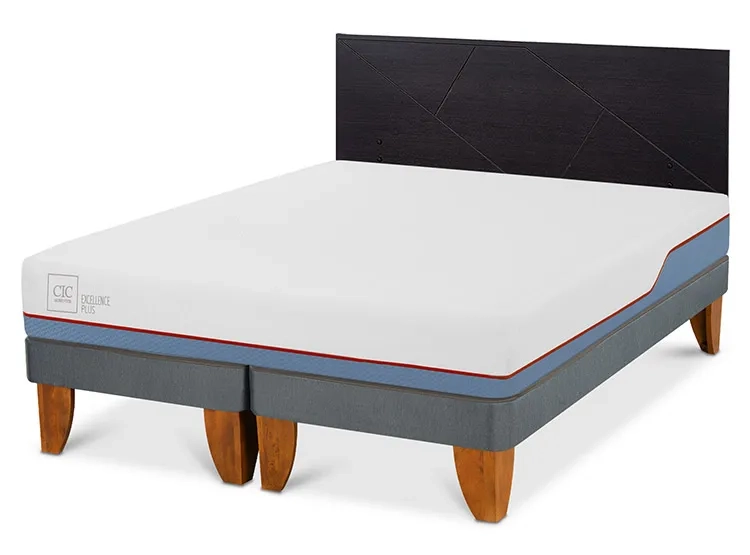 JUEGO DE DORMITORIO CIC CAMA EUROPEA EXCELLENCE PLUS BD 2 PLAZAS + RESPALDO VILLARRICA NEGRO - 2