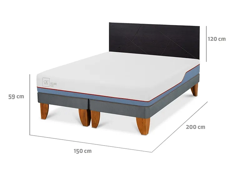 JUEGO DE DORMITORIO CIC CAMA EUROPEA EXCELLENCE PLUS BD 2 PLAZAS + RESPALDO VILLARRICA NEGRO - 3
