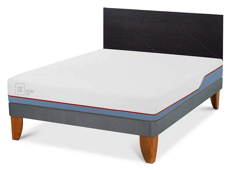 JUEGO DE DORMITORIO CIC CAMA EUROPEA EXCELLENCE PLUS BN 2 PLAZAS + RESPALDO VILLARRICA NEGRO - 2