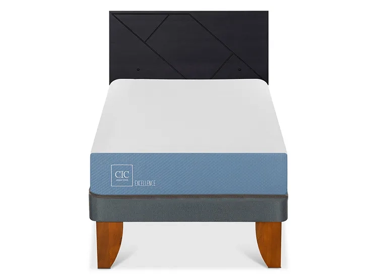 JUEGO DE DORMITORIO CIC CAMA EUROPEA EXCELLENCE 1 PLAZA + RESPALDO VILLARRICA NEGRO - 1