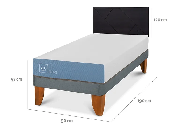 JUEGO DE DORMITORIO CIC CAMA EUROPEA EXCELLENCE 1 PLAZA + RESPALDO VILLARRICA NEGRO - 3