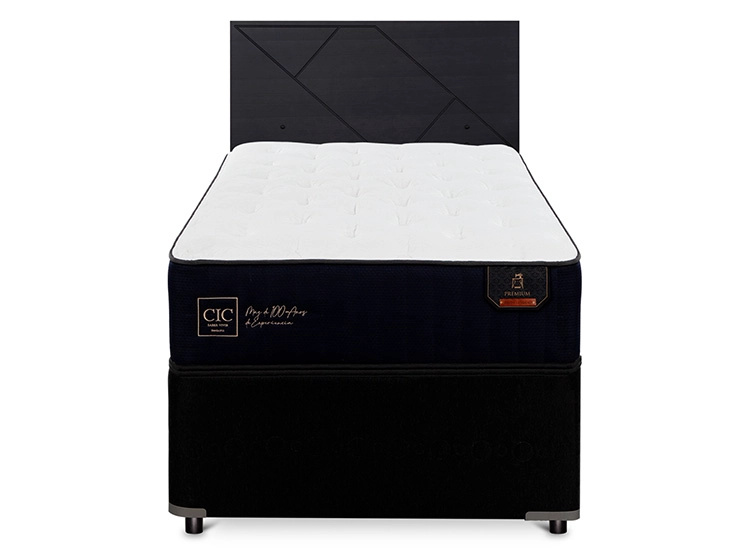 JUEGO DE DORMITORIO CIC CAMA DIVAN PREMIUM 1.5 PLAZAS NEGRO + RESPALDO VILLARRICA - 1