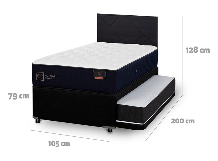 JUEGO DE DORMITORIO CIC CAMA DIVAN PREMIUM 1.5 PLAZAS NEGRO + RESPALDO VILLARRICA - 3